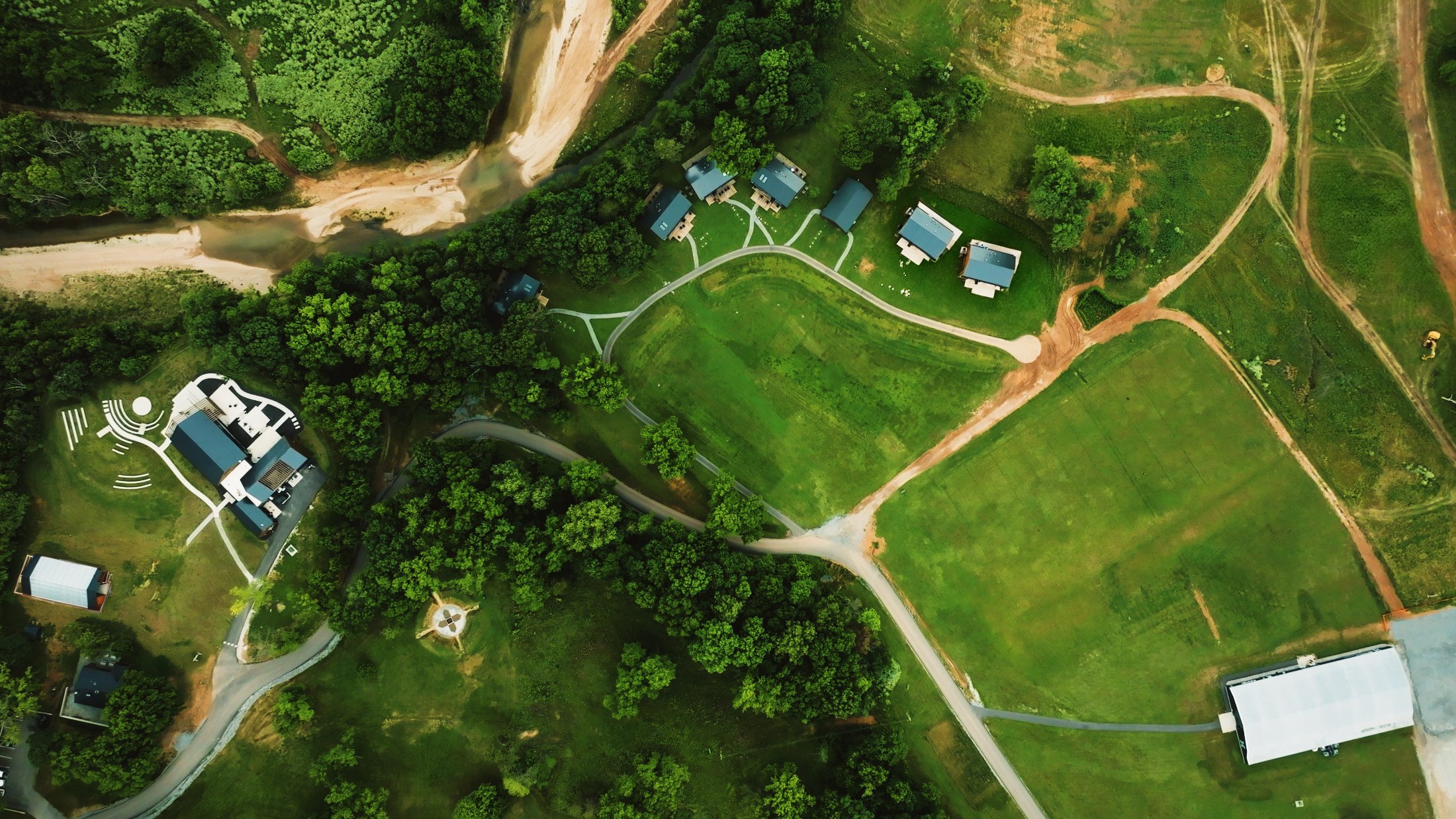 Top-down drone view of the UHP campus